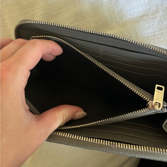 Saint Laurent Grey Leather Zip Around Continental Wallet - Picture 2 of 7